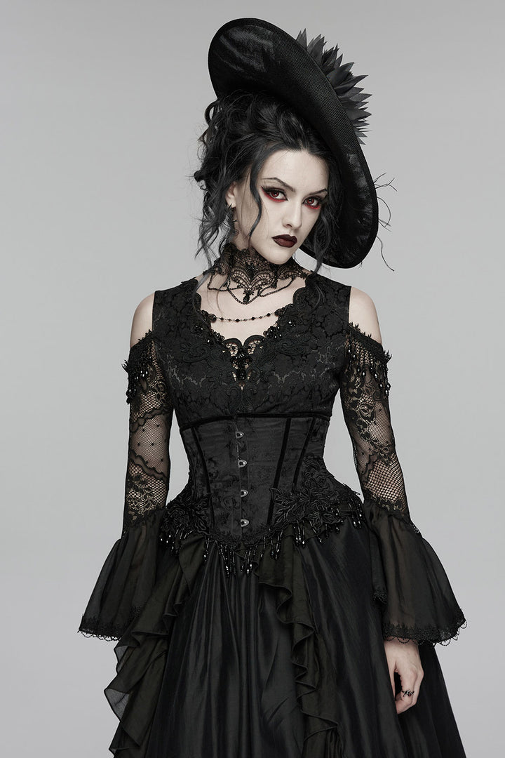 womens gothic beaded tassel corset 