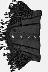 high waisted adjustable womens romantic goth floral applique embroidered underbust corset  by punk rave