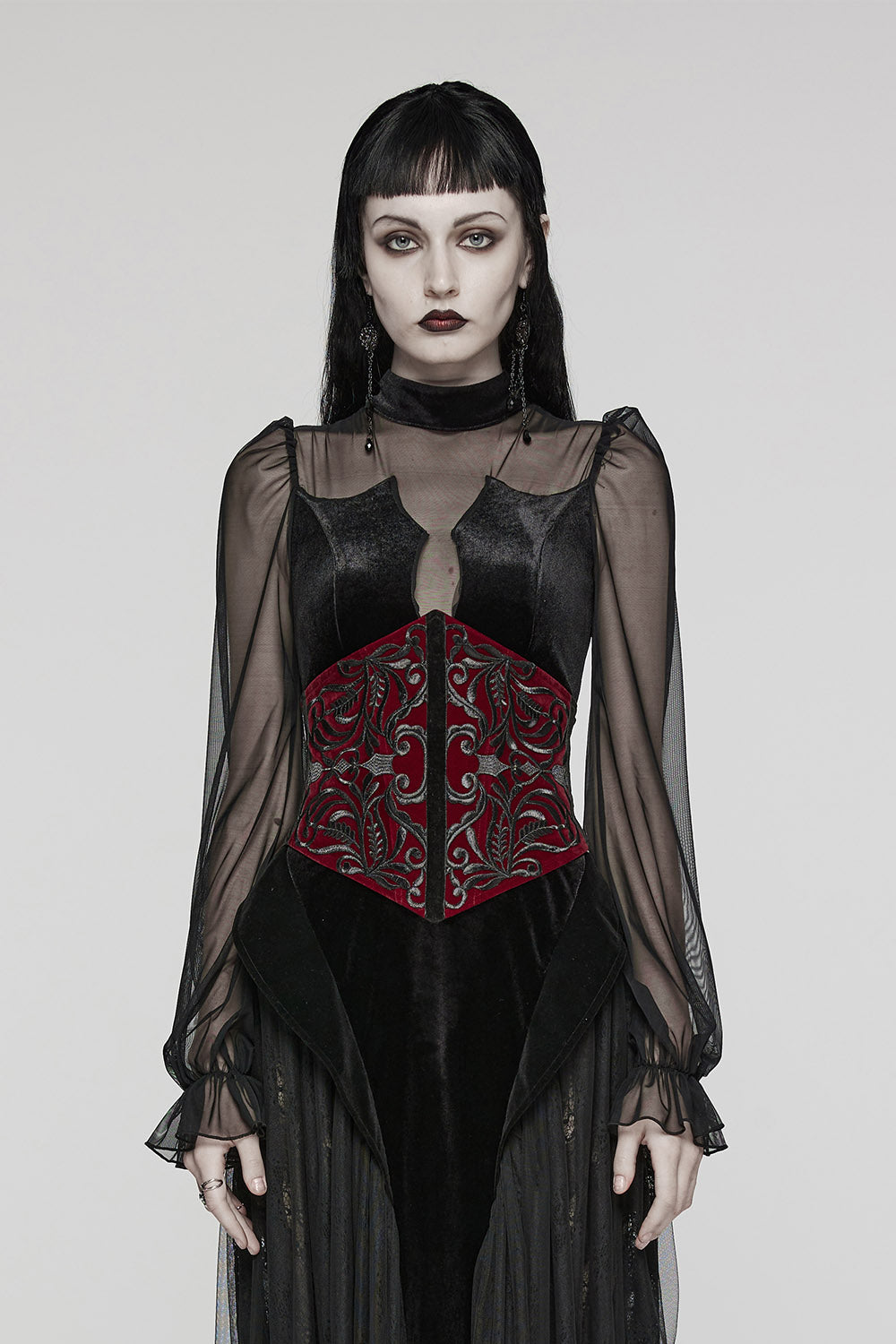 red and black velvet corset 