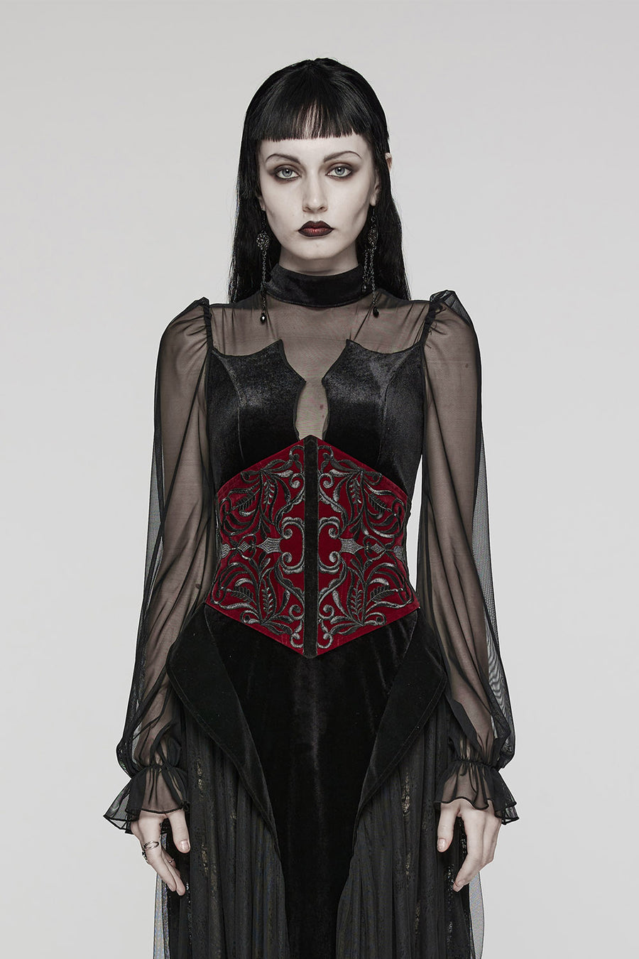 red and black velvet corset 
