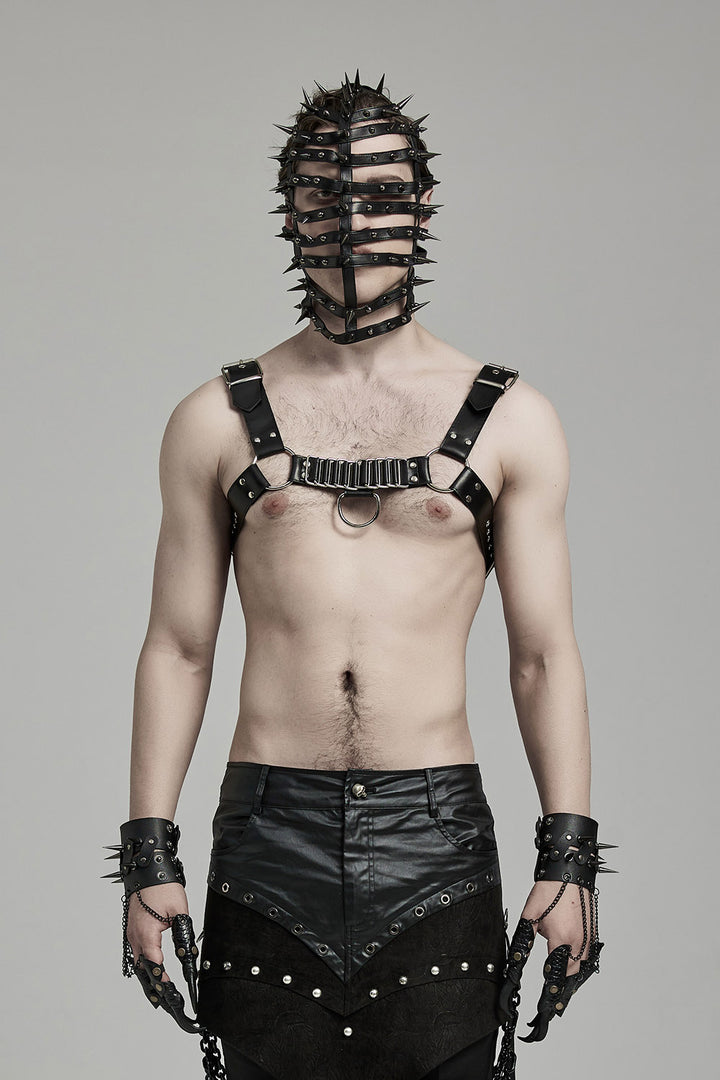 vegan leather gothic chest harness for men