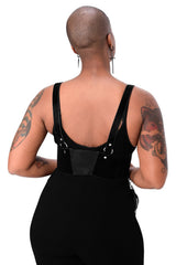 gothic studded harness with adjustable shoulder straps 