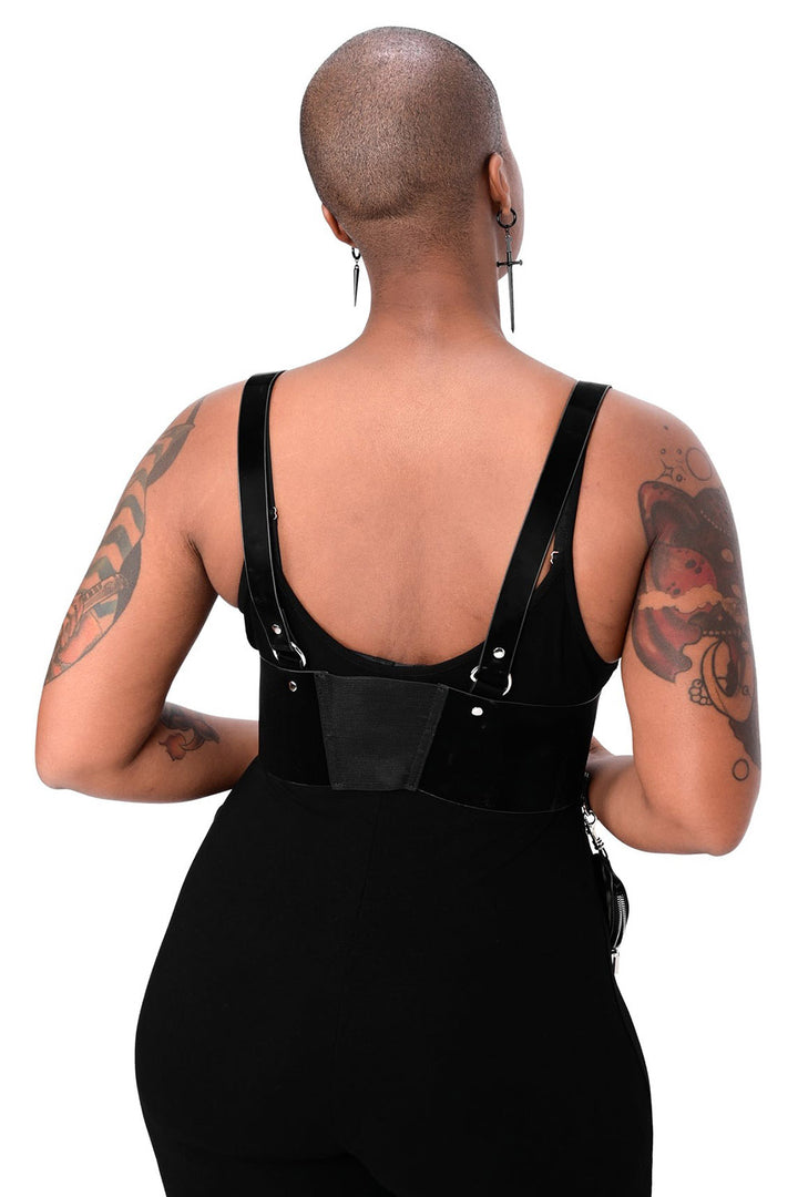 gothic studded harness with adjustable shoulder straps 