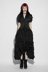 victorian striped satin puff sleeve blouse
