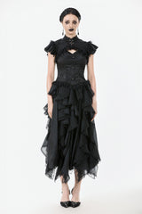 romantic lace ruffle high collar top