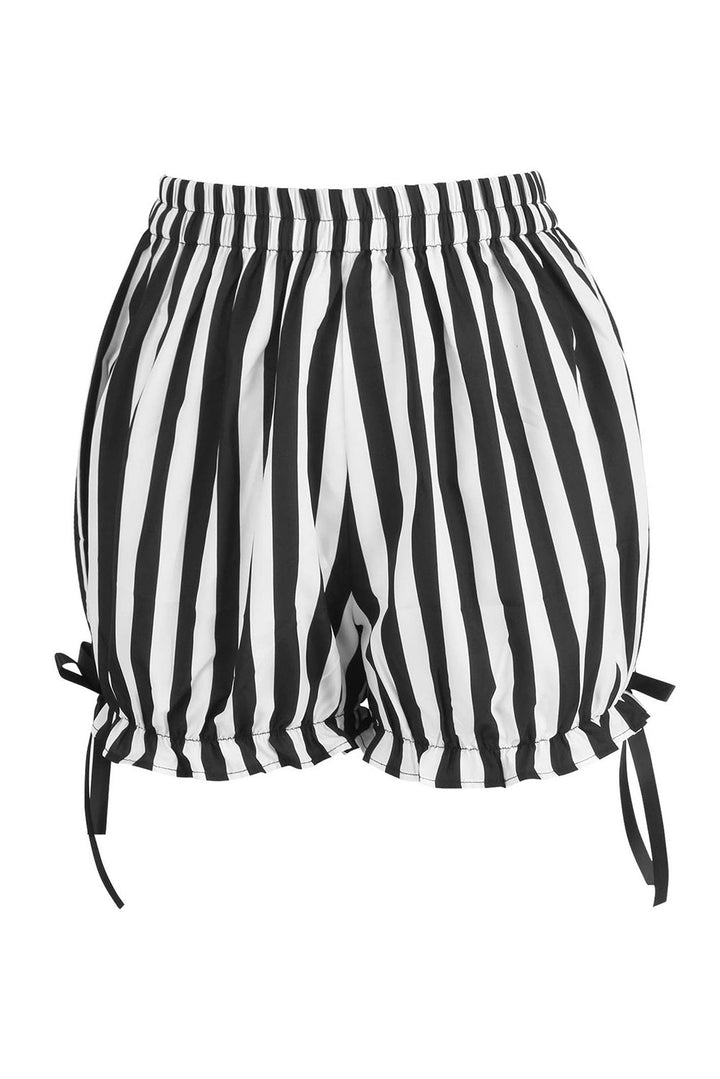 black and white striped bloomer shorts