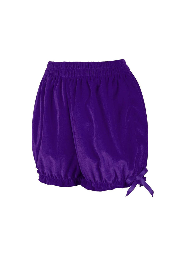 bright purple velvet bloomer shorts