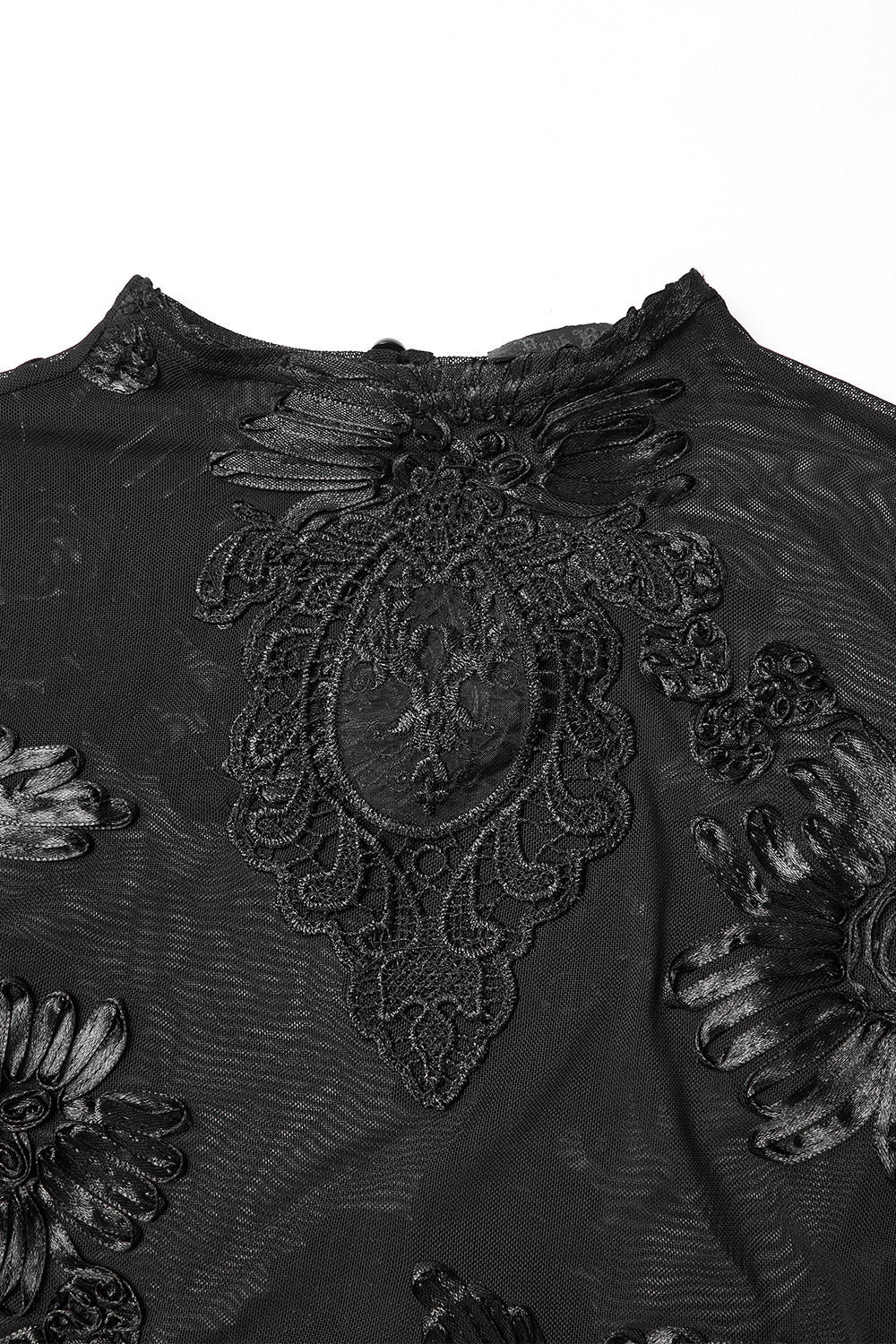 Funeral Flowers Appliqué Mesh Top