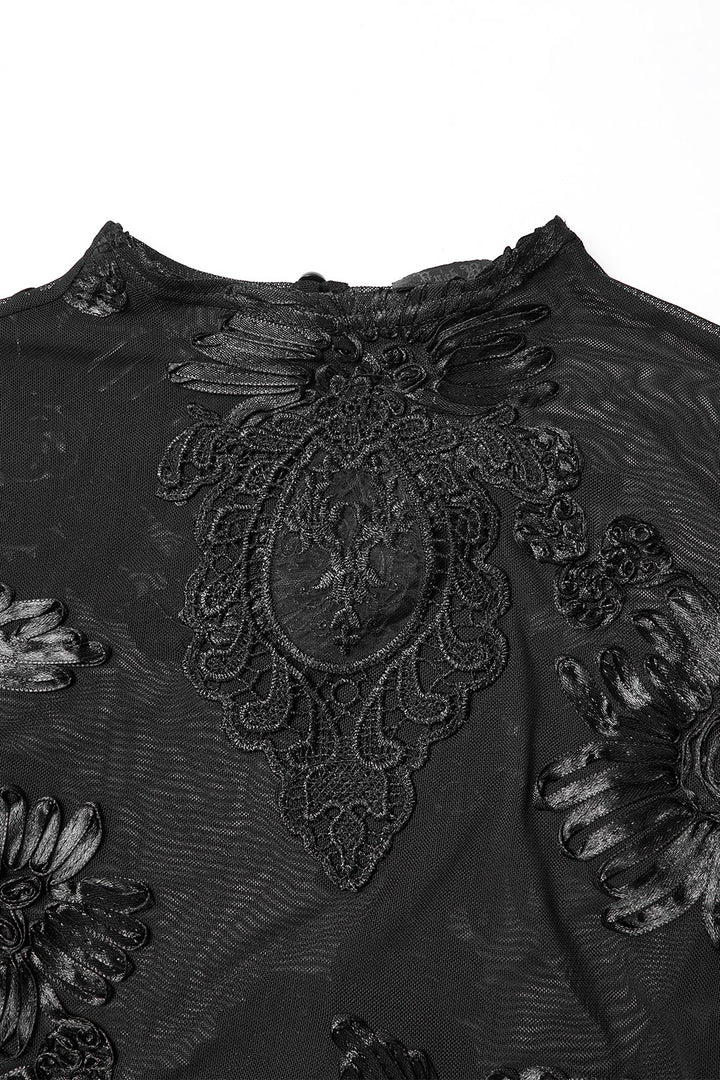 Funeral Flowers Appliqué Mesh Top