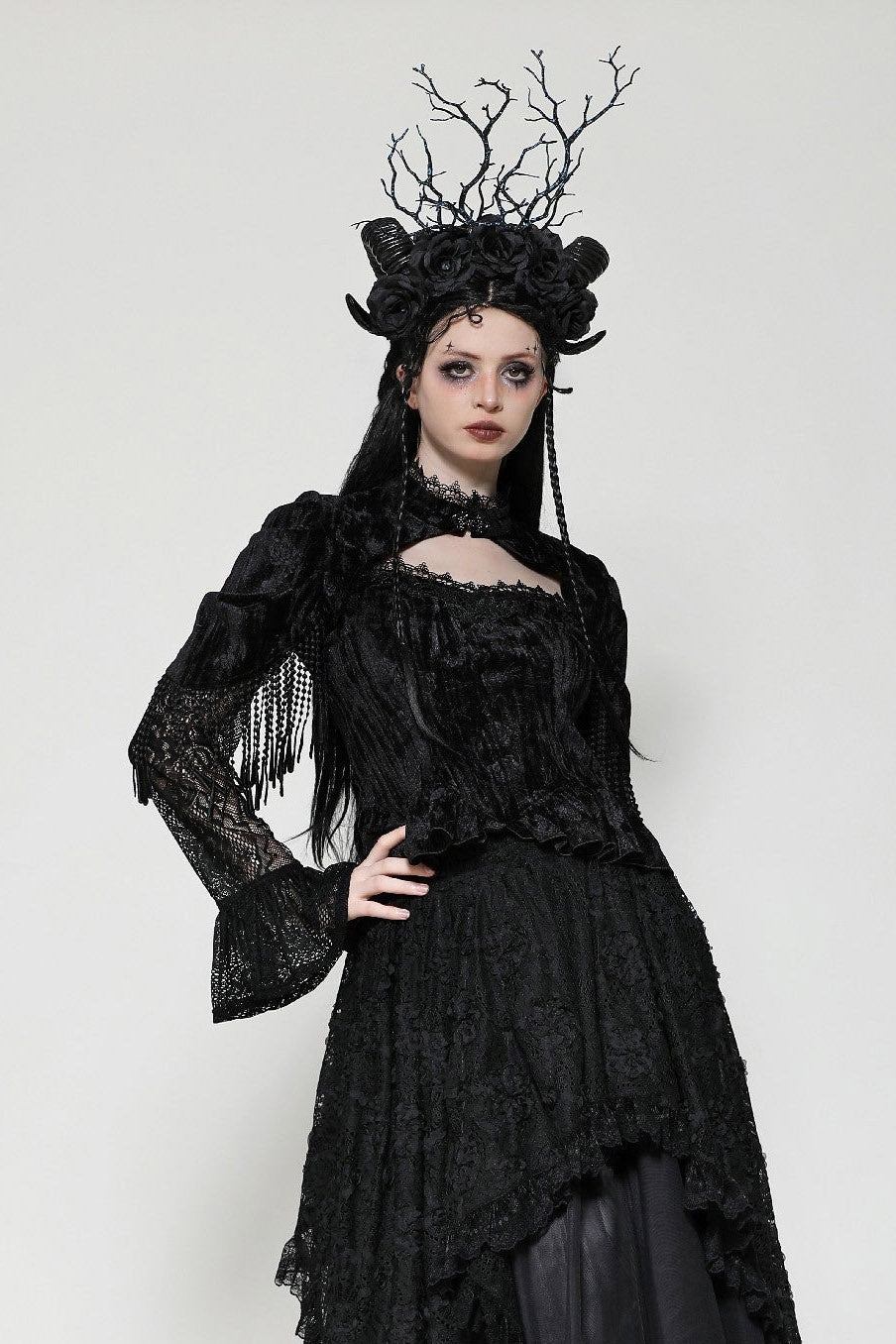 lace sleeve vampire goth blouse