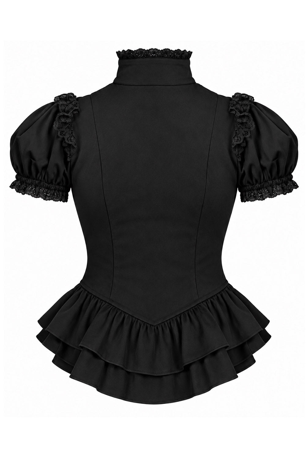 womens high collar Victorian gothic puff shoulder blouse