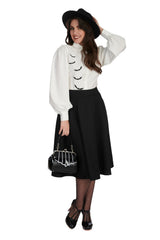 vampire goth embroidered bat buttoned top