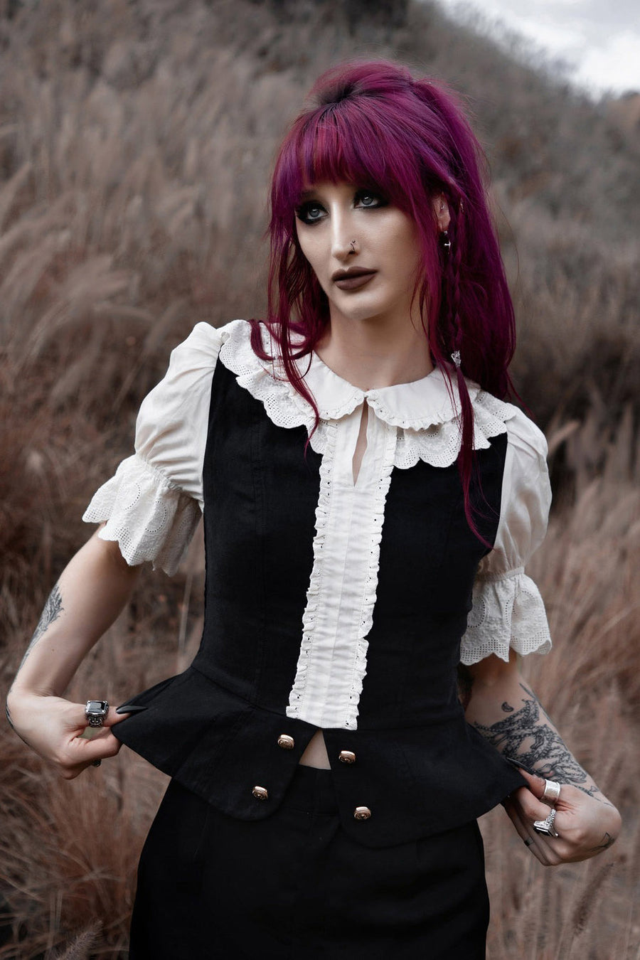 puff shoulder gothic blouse