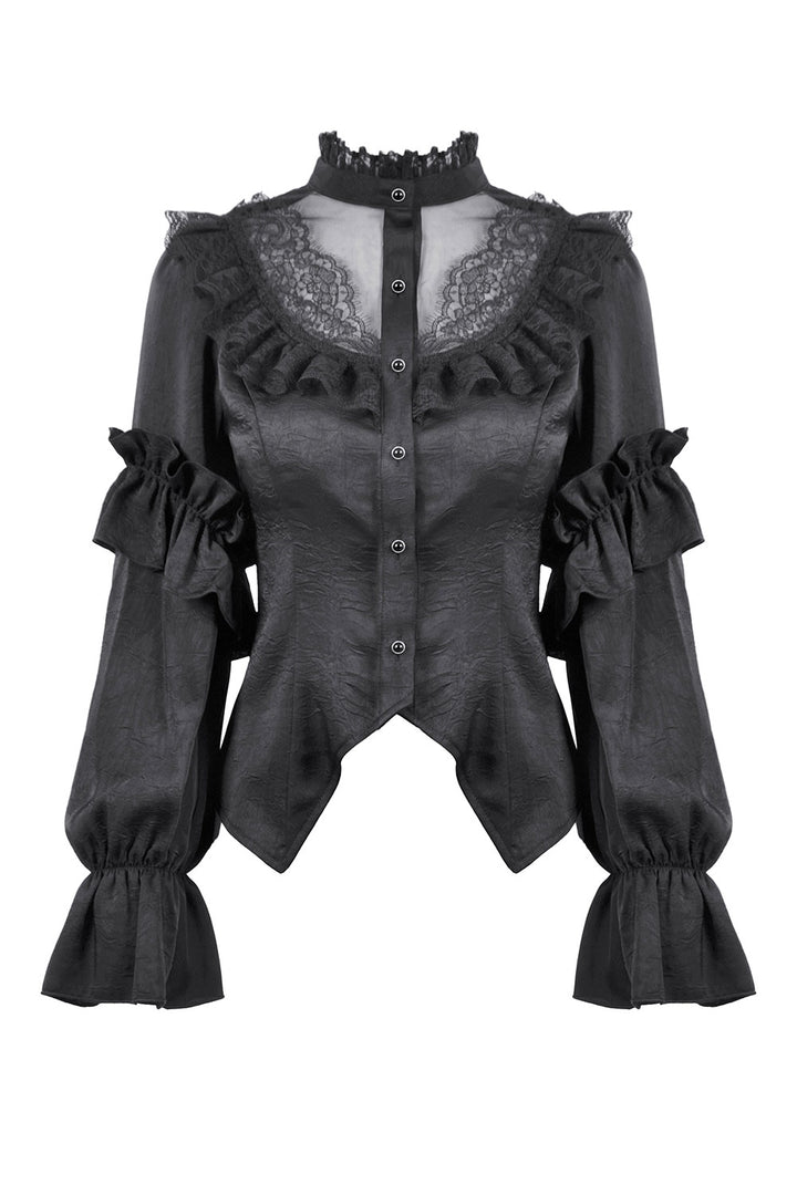 lace puff sleeve long sleeve gothic blouse
