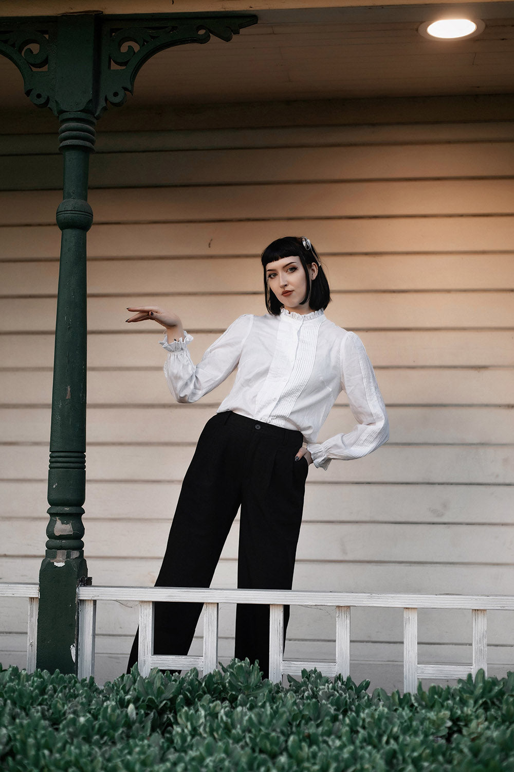 ruffled collar and cuff vampire goth buttoned blouse