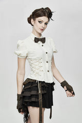 laced up button-up vintage goth inspired top 