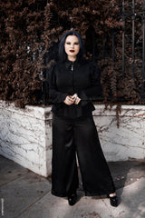 button-up long sleeve puff shoulder gothic blouse