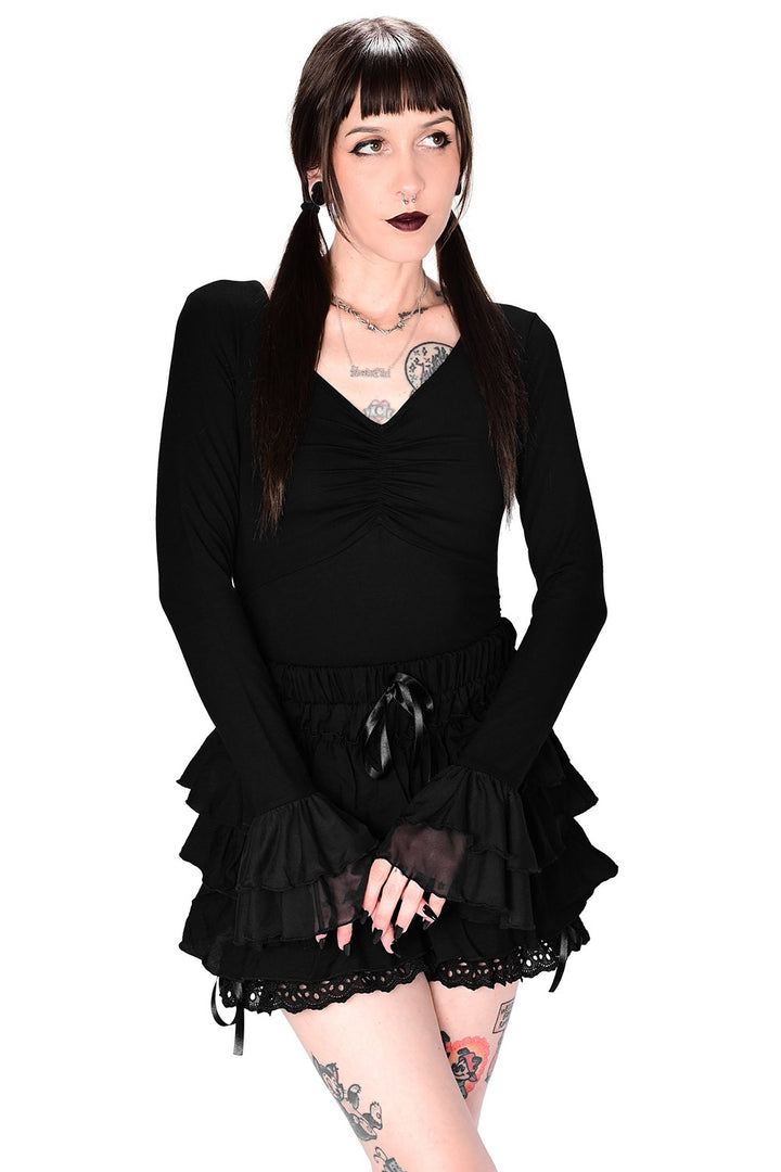 womens black gothic lolita v-nck top