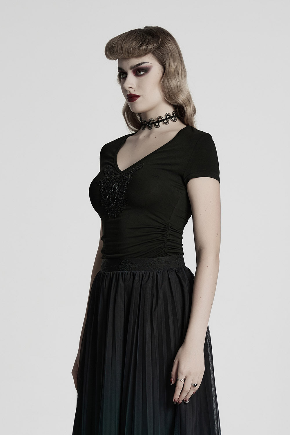 womens short sleeve gothic blouse