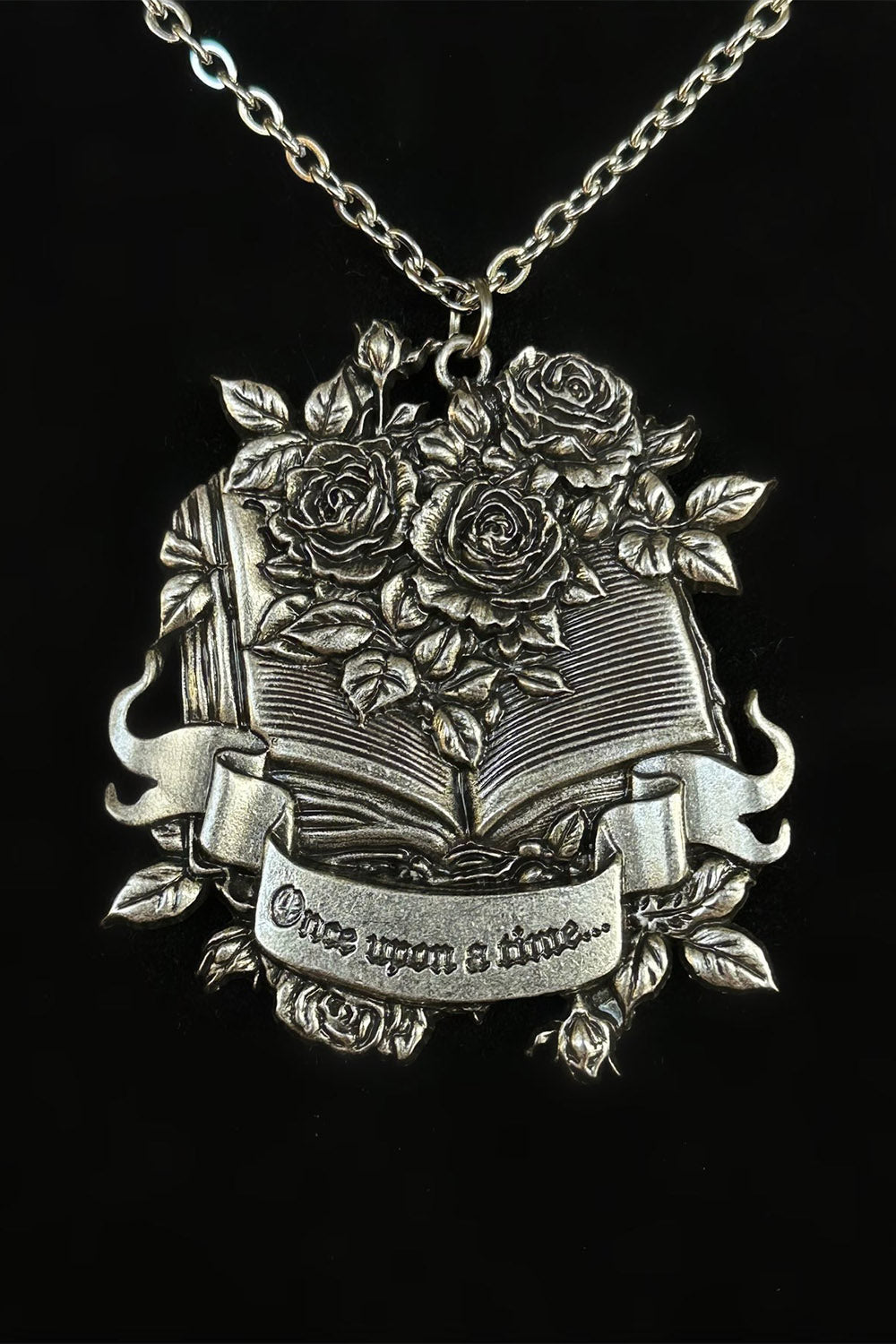gothic literature opened book dark fantasy necklace