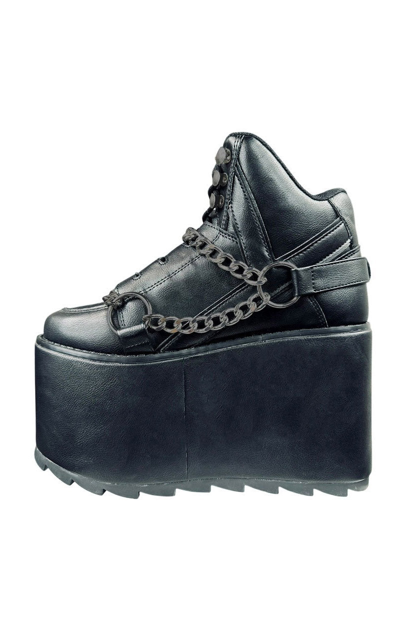 Qozmo Chain Platform Ankle Boots [Black] – VampireFreaks