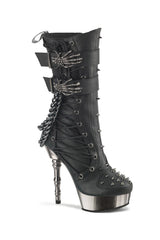 womens demonia high heeled skeleton had buckle boots