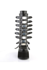 Queen of the DAMNED-318 Boots [Black Vegan Leather]