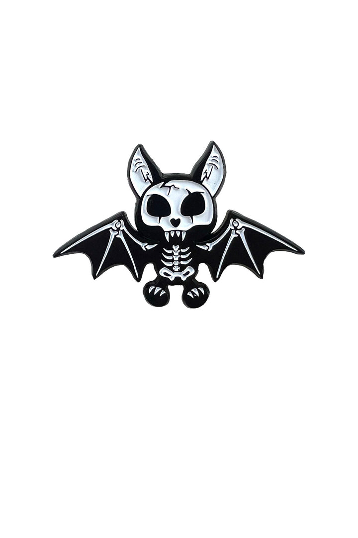 black and white cartoon bat brooch