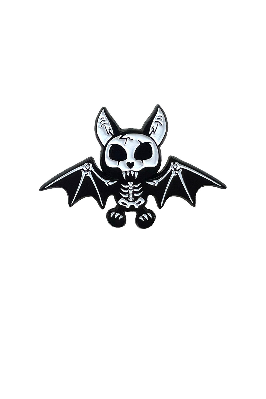 black and white cartoon bat brooch