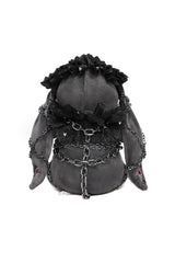 punk rabbit plush toy wrapped in chains 
