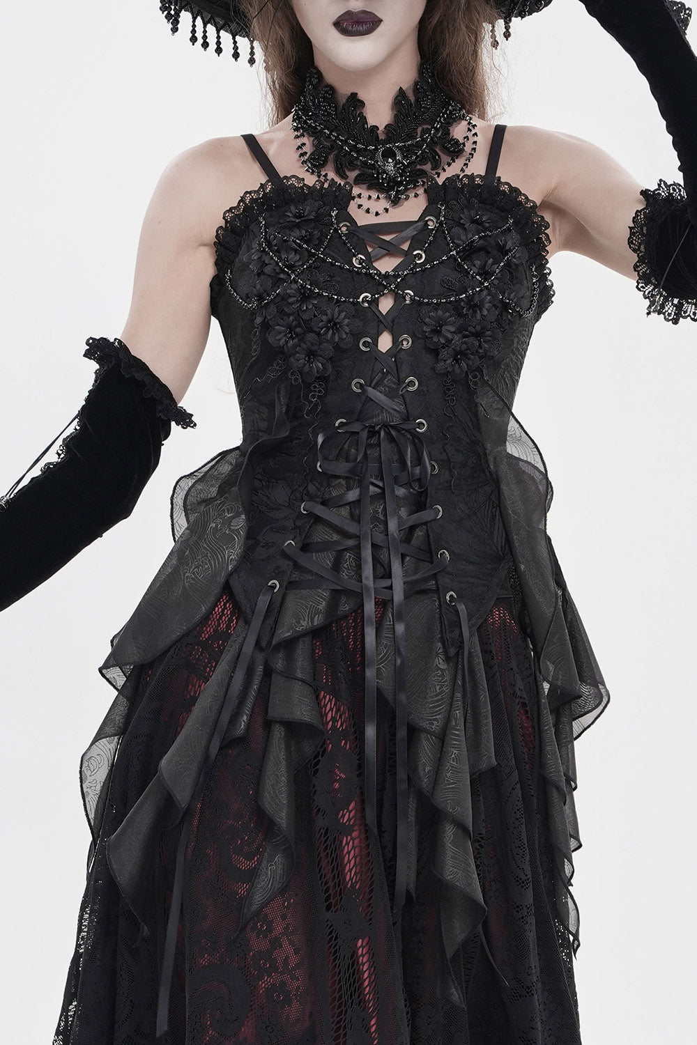 lace-up dark siren mermaid  top