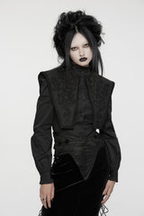 ruffled button up art deco blouse