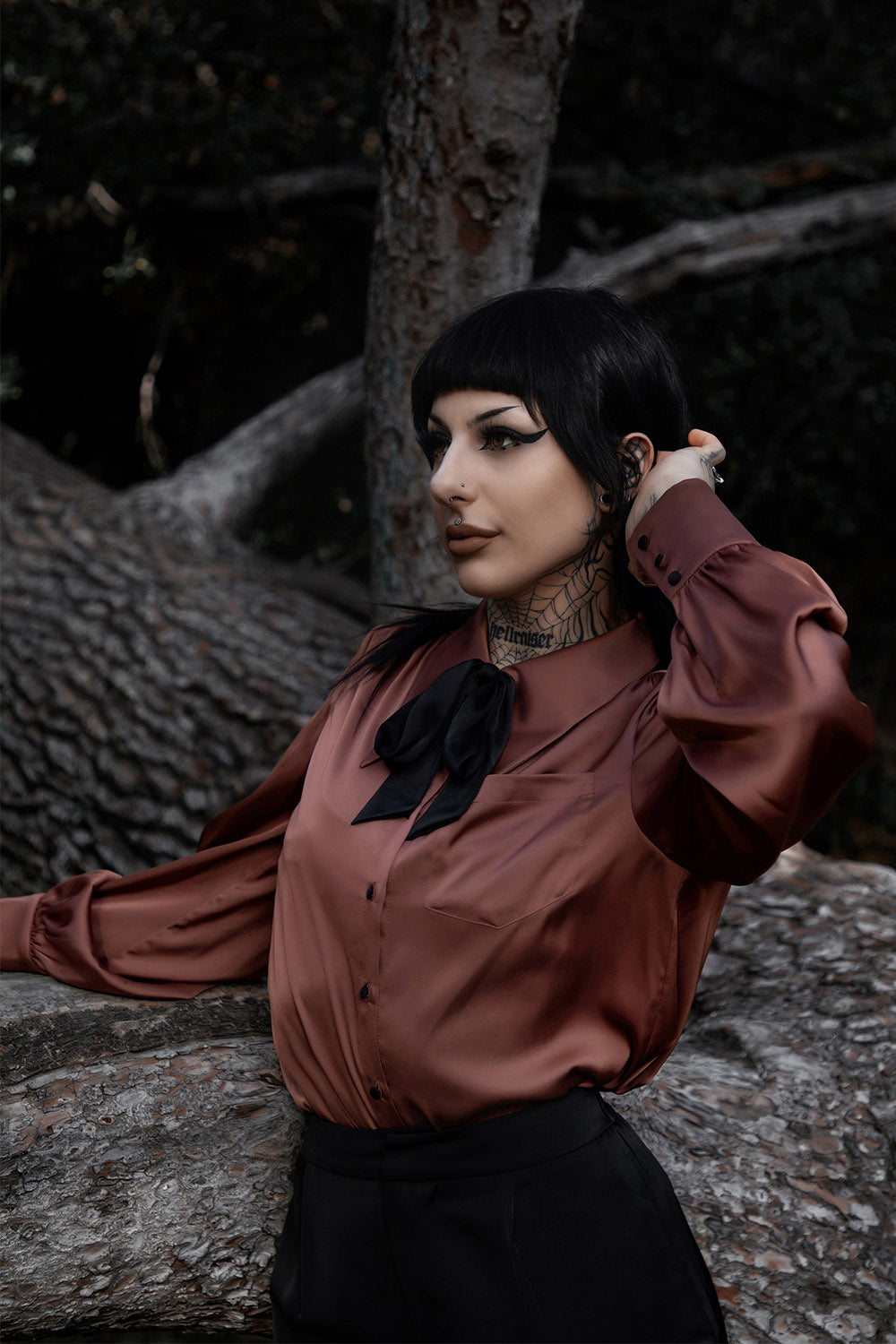gothic collared button-down womens shirt