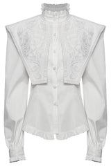 womens statement collar high neckline top 