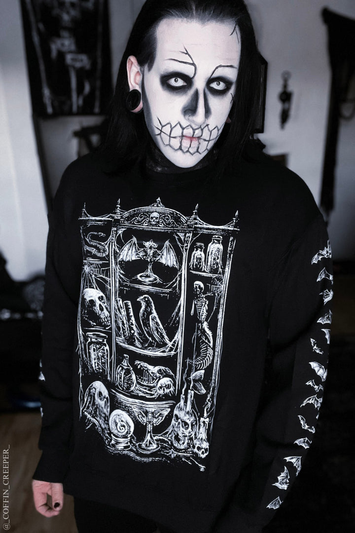 strange and unusual gothic hoodie with printed bat sleeves