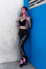 gothic black bat pattern sweatpants
