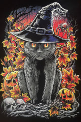 spooky black halloween cat witch familiar tshirt