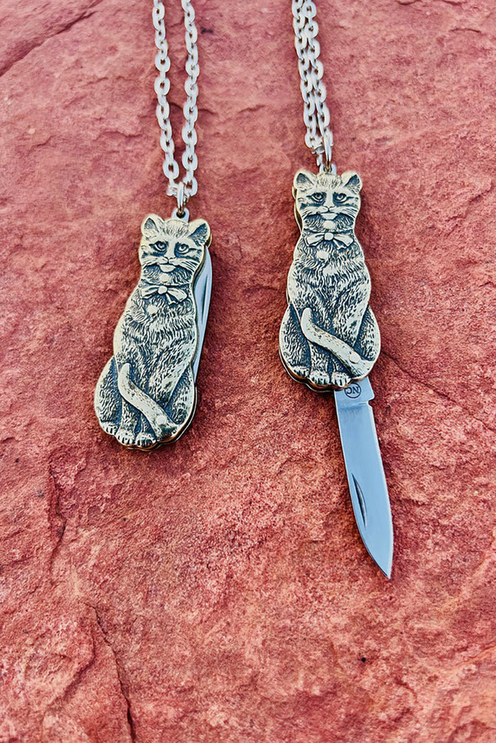 punk cat necklace with switchblade