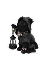 halloween black cat holding lantern statue