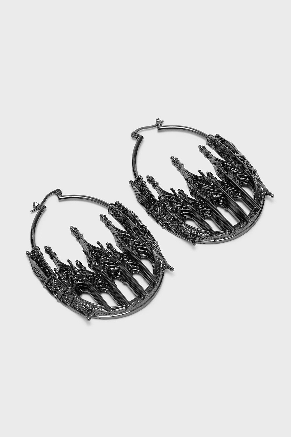 gothic cathedral hoop earrings by killstar