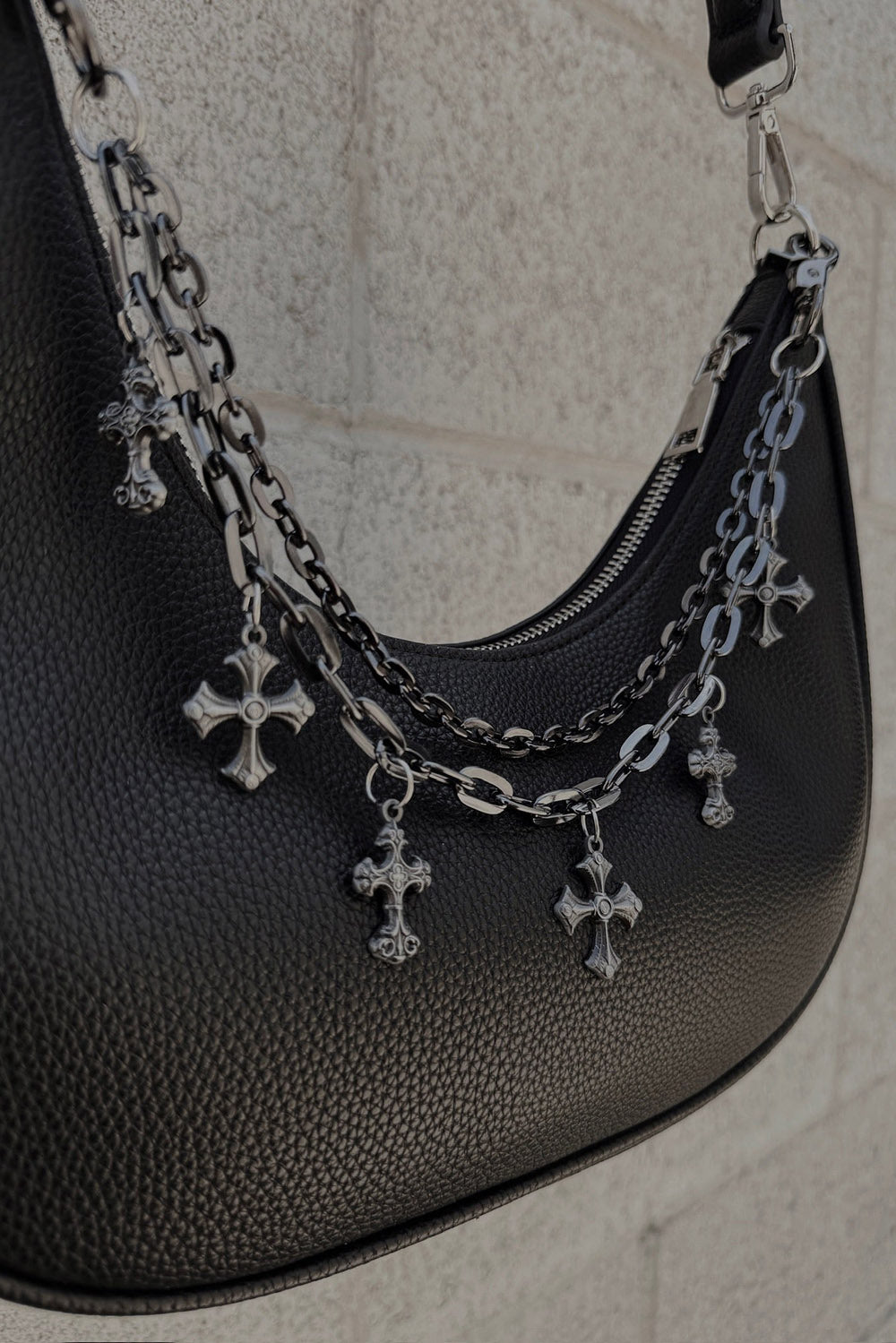 purse with cross chain layered strap 
