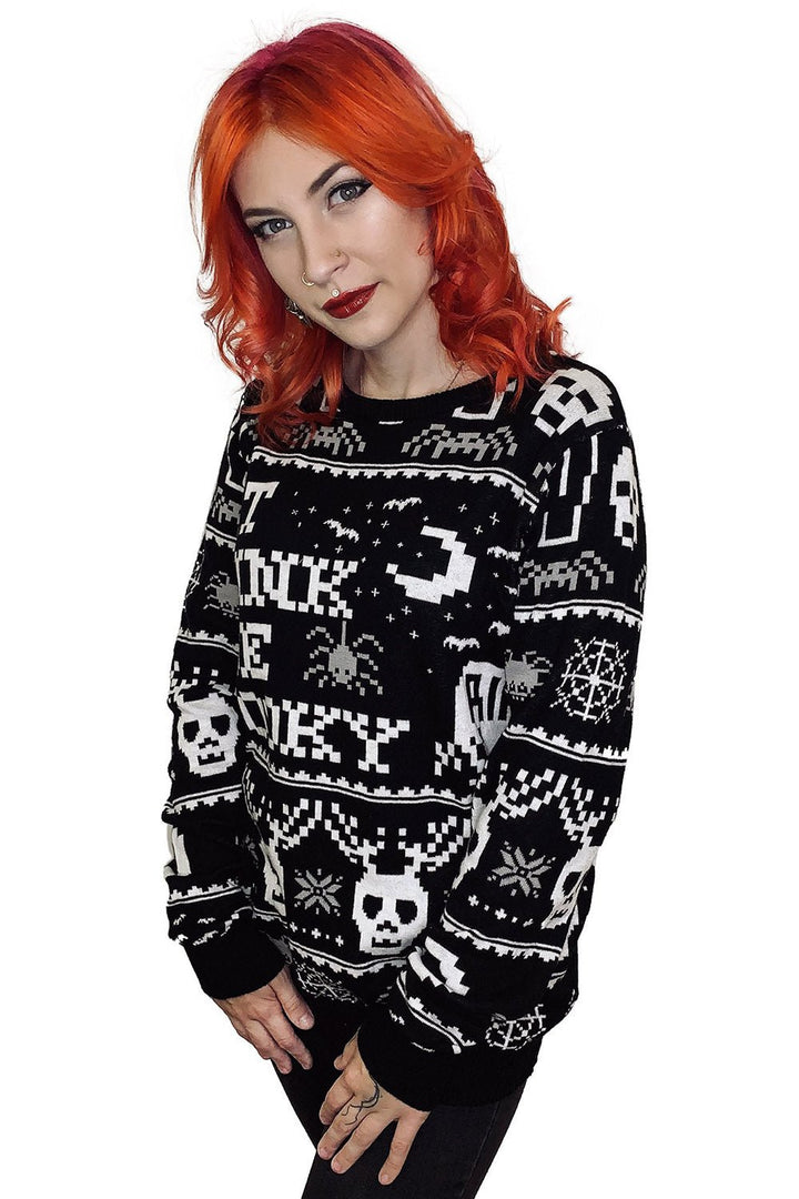 Gothic Christmas Sweater Eat Drink & Be Spooky - mens outerwear - VampireFreaks - Too Fast