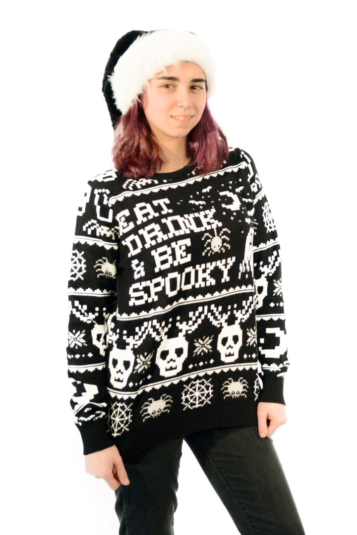 Gothic Christmas Sweater Eat Drink & Be Spooky - mens outerwear - VampireFreaks - Too Fast