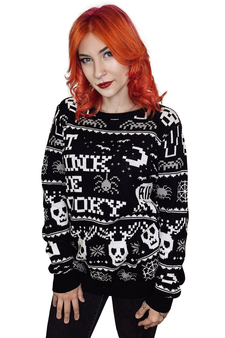 Gothic Christmas Sweater Eat Drink & Be Spooky - mens outerwear - VampireFreaks - Too Fast