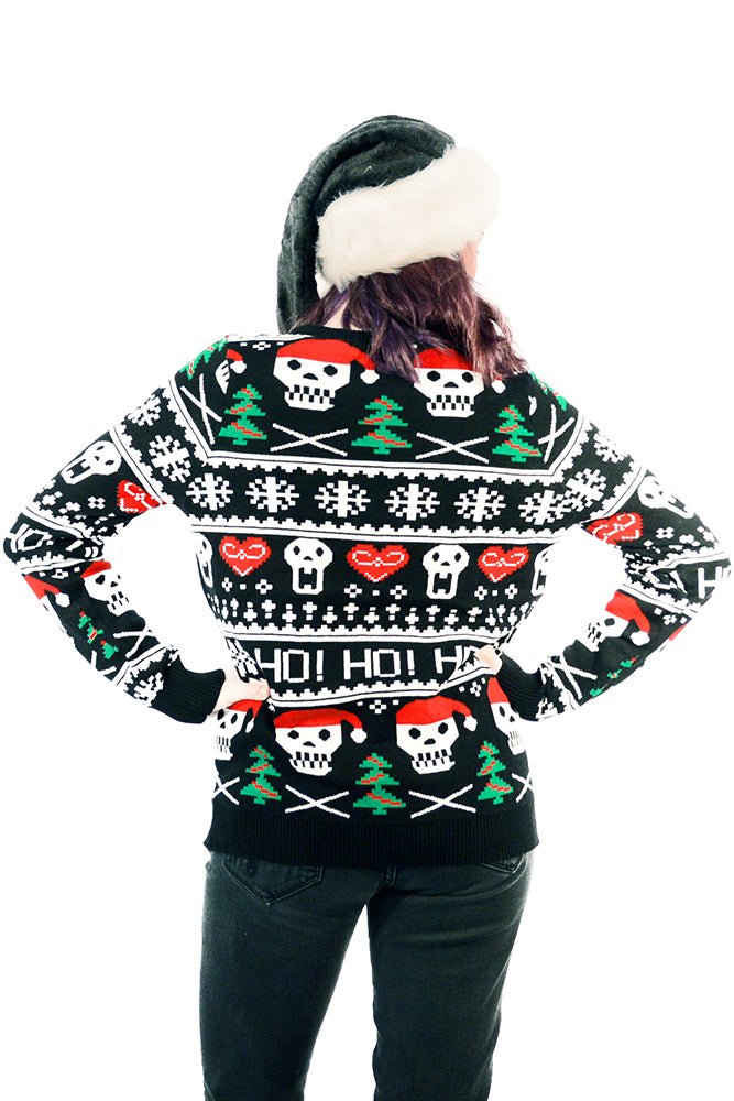 Gothic Christmas Sweater Ho Ho Ho Santa Skulls - mens outerwear - VampireFreaks - Too Fast