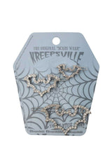Bat Outline Bling Hair Clips Pair