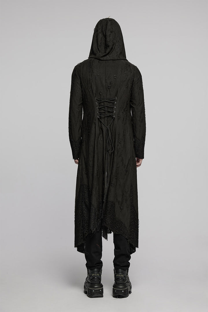mens ripped distressed punk longline cardigan with open front 