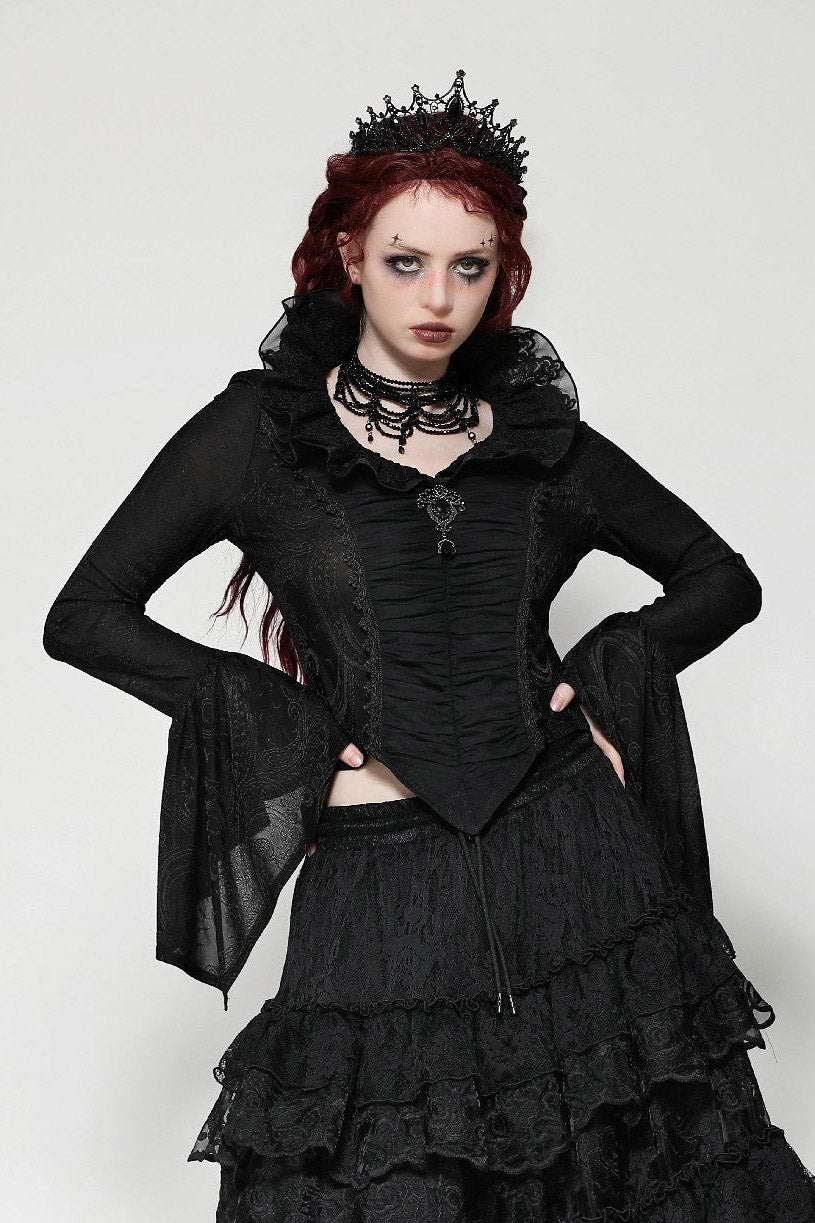 ruffled standing collar on gothic top