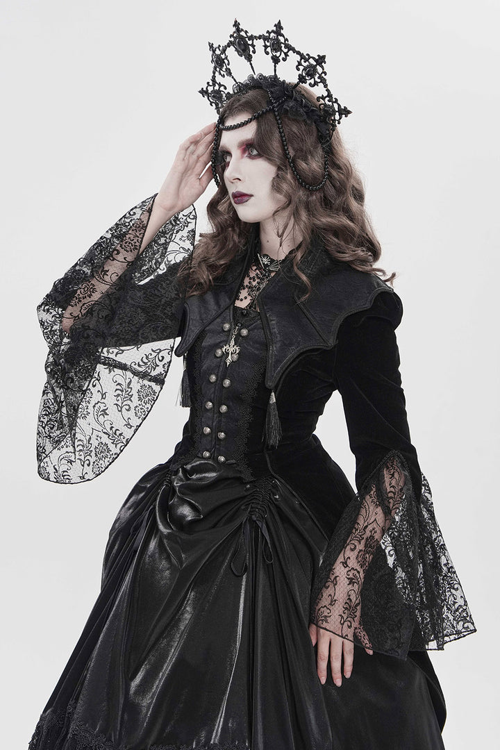black vampire goth jacket with tassels