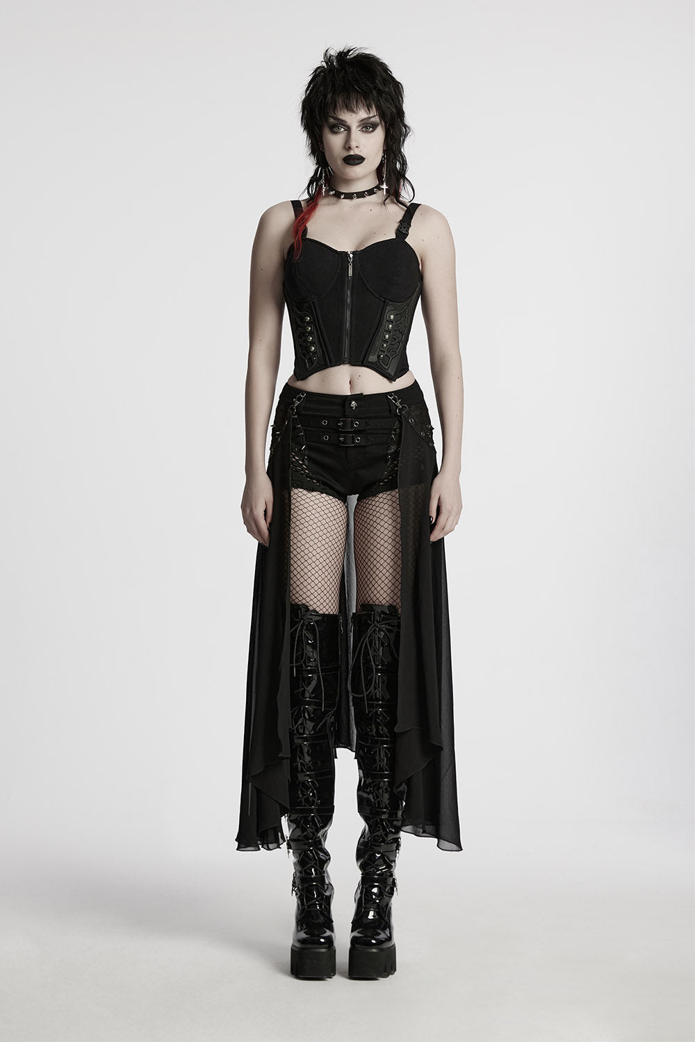womens mid-rise gothic skirt and shorts